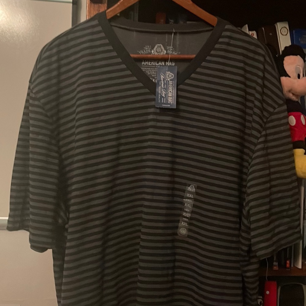 American Rag grey and black short sleeve v neck